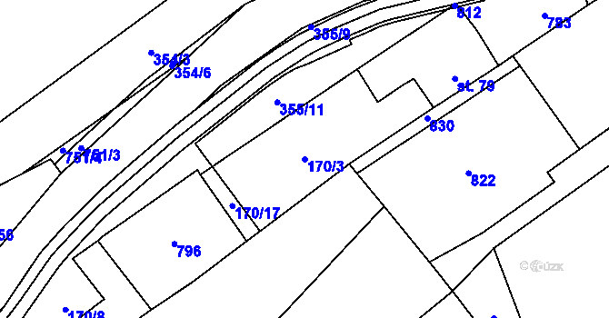 Parcela st. 170/3 v KÚ Černá, Katastrální mapa