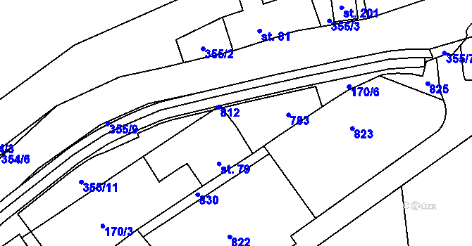 Parcela st. 170/4 v KÚ Černá, Katastrální mapa