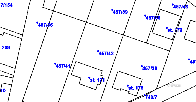 Parcela st. 457/42 v KÚ Černá, Katastrální mapa