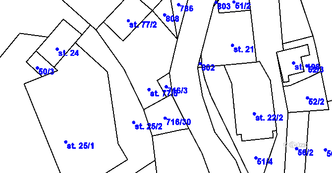 Parcela st. 716/3 v KÚ Černá, Katastrální mapa