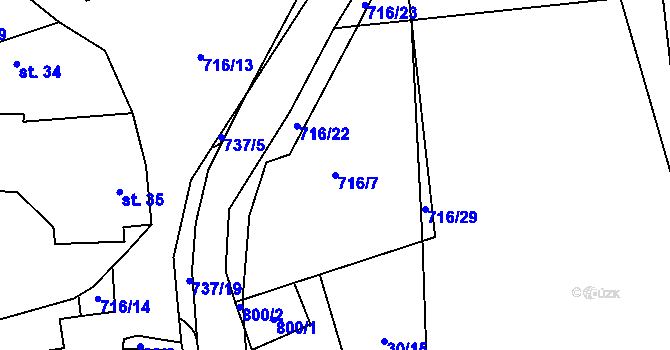 Parcela st. 716/7 v KÚ Černá, Katastrální mapa