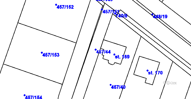 Parcela st. 457/44 v KÚ Černá, Katastrální mapa