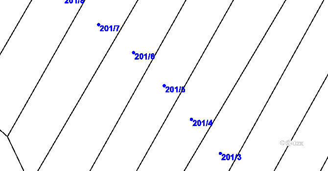 Parcela st. 201/5 v KÚ Černá, Katastrální mapa