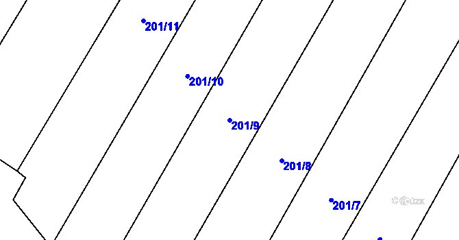 Parcela st. 201/9 v KÚ Černá, Katastrální mapa