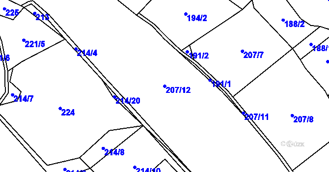 Parcela st. 207/12 v KÚ Černá, Katastrální mapa