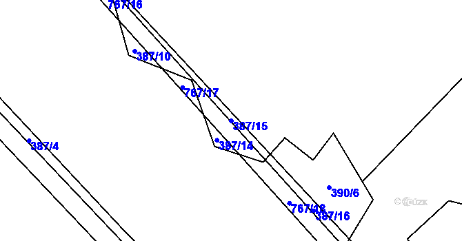 Parcela st. 387/15 v KÚ Černá, Katastrální mapa