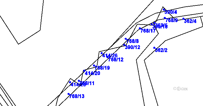 Parcela st. 414/26 v KÚ Černá, Katastrální mapa
