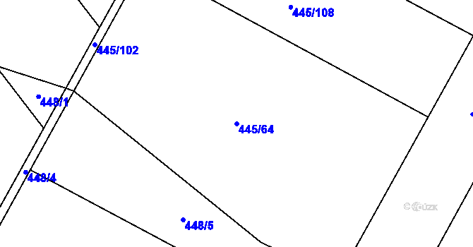 Parcela st. 445/64 v KÚ Černá, Katastrální mapa