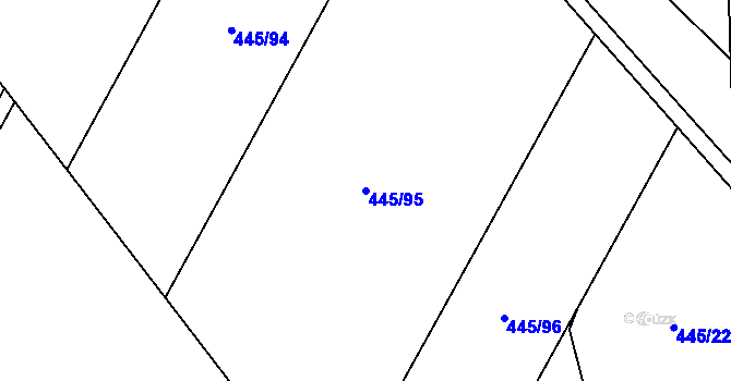 Parcela st. 445/95 v KÚ Černá, Katastrální mapa