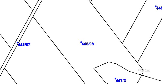 Parcela st. 445/98 v KÚ Černá, Katastrální mapa