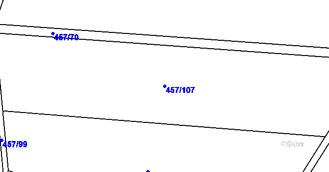 Parcela st. 457/107 v KÚ Černá, Katastrální mapa