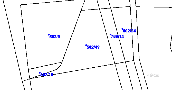 Parcela st. 502/49 v KÚ Černá, Katastrální mapa