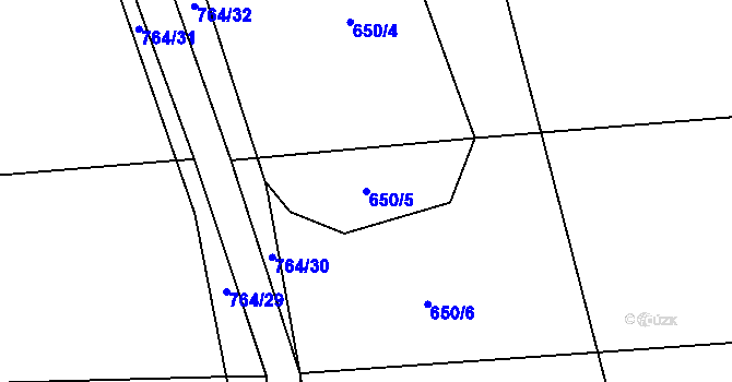 Parcela st. 650/5 v KÚ Černá, Katastrální mapa