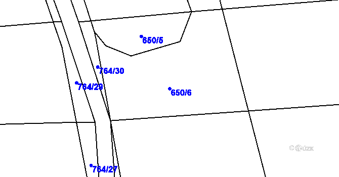 Parcela st. 650/6 v KÚ Černá, Katastrální mapa