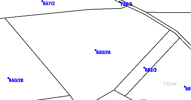Parcela st. 650/26 v KÚ Černá, Katastrální mapa