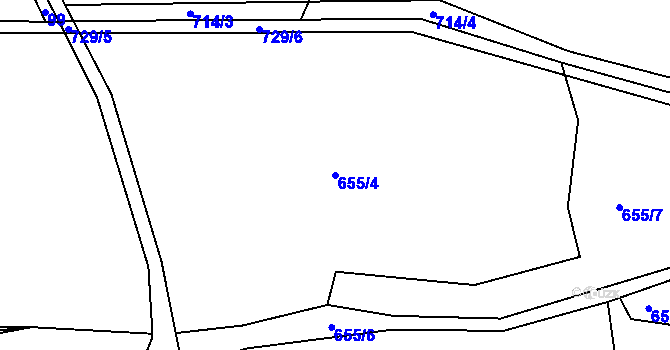 Parcela st. 655/4 v KÚ Černá, Katastrální mapa