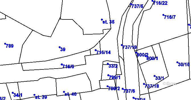 Parcela st. 716/14 v KÚ Černá, Katastrální mapa