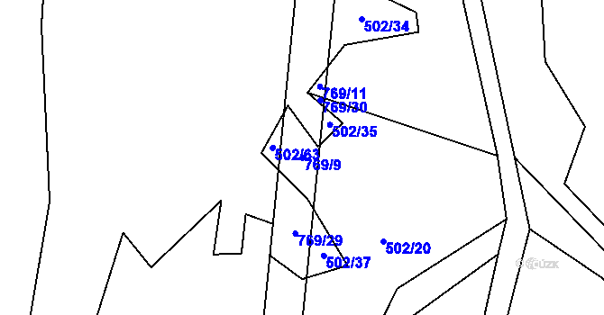 Parcela st. 769/9 v KÚ Černá, Katastrální mapa