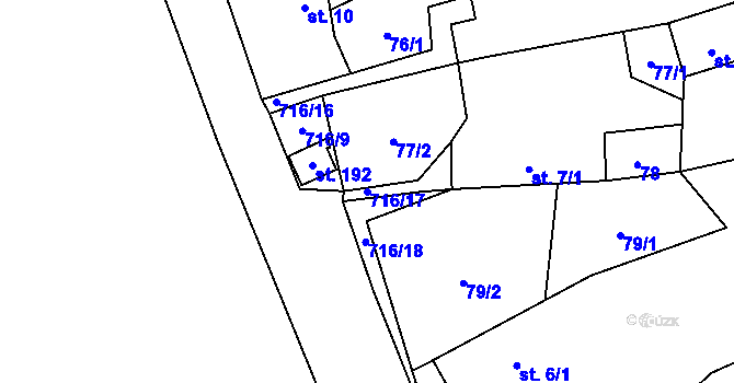 Parcela st. 716/17 v KÚ Černá, Katastrální mapa