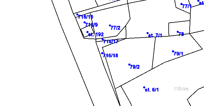 Parcela st. 716/18 v KÚ Černá, Katastrální mapa