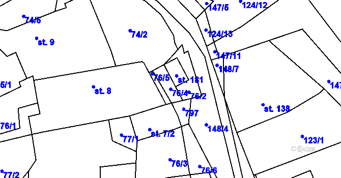 Parcela st. 76/4 v KÚ Černá, Katastrální mapa