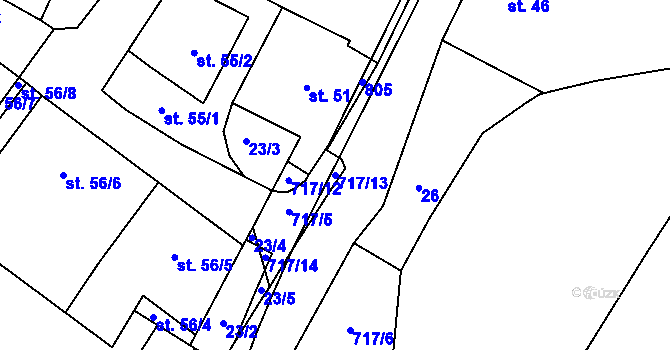 Parcela st. 717/13 v KÚ Černá, Katastrální mapa