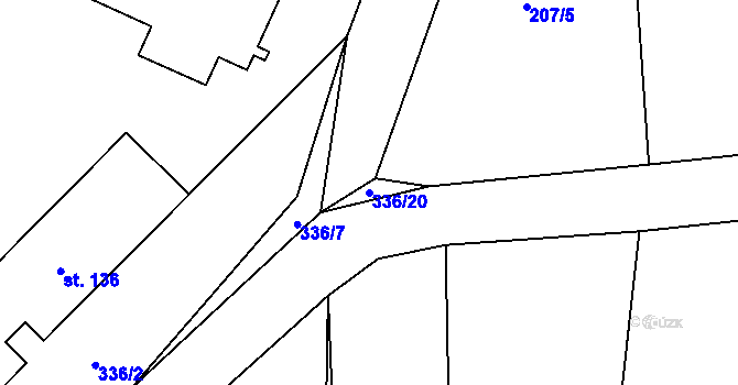 Parcela st. 336/20 v KÚ Černá, Katastrální mapa
