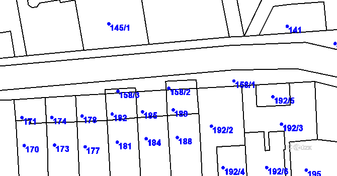 Parcela st. 158/2 v KÚ Černá Hora, Katastrální mapa