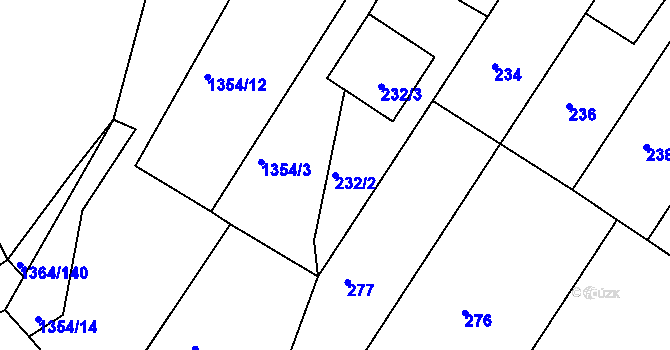 Parcela st. 232/2 v KÚ Černá Hora, Katastrální mapa
