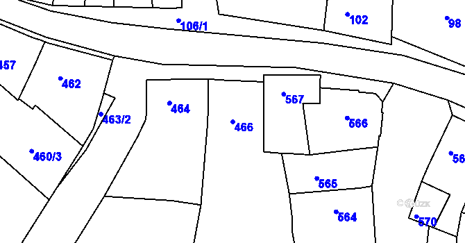 Parcela st. 466 v KÚ Černá Hora, Katastrální mapa