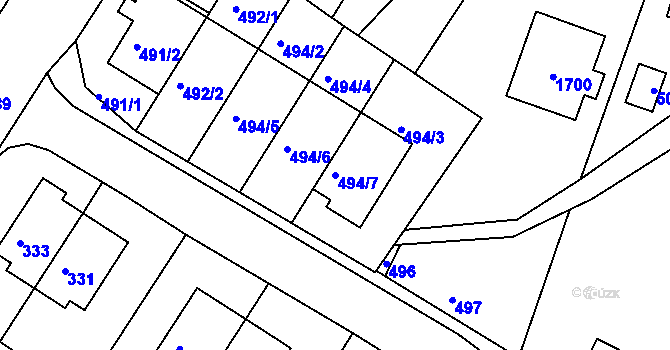 Parcela st. 494/7 v KÚ Černá Hora, Katastrální mapa