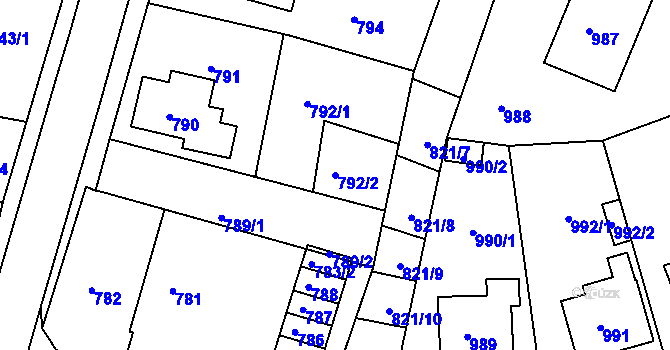 Parcela st. 792/2 v KÚ Černá Hora, Katastrální mapa