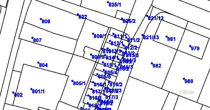 Parcela st. 814/1 v KÚ Černá Hora, Katastrální mapa