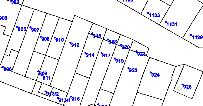 Parcela st. 917 v KÚ Černá Hora, Katastrální mapa