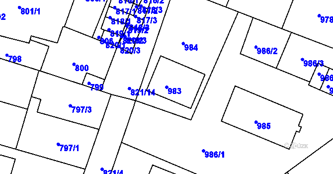 Parcela st. 983 v KÚ Černá Hora, Katastrální mapa