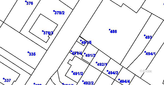 Parcela st. 491/5 v KÚ Černá Hora, Katastrální mapa