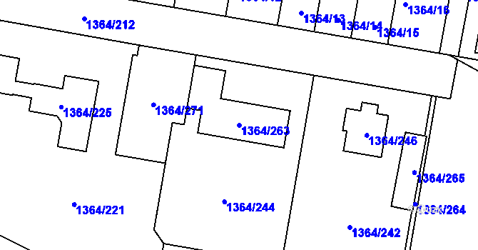 Parcela st. 1364/263 v KÚ Černá Hora, Katastrální mapa