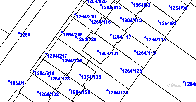 Parcela st. 1264/121 v KÚ Černá Hora, Katastrální mapa