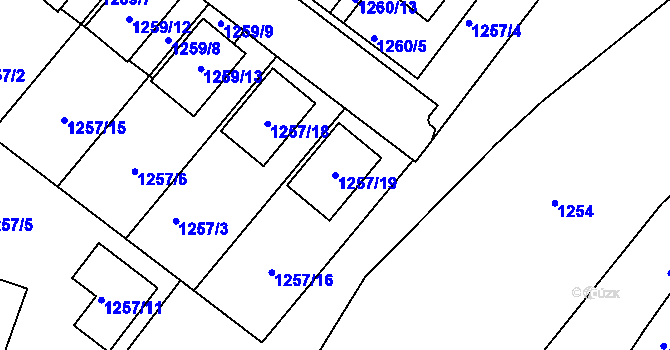 Parcela st. 1257/19 v KÚ Černá Hora, Katastrální mapa