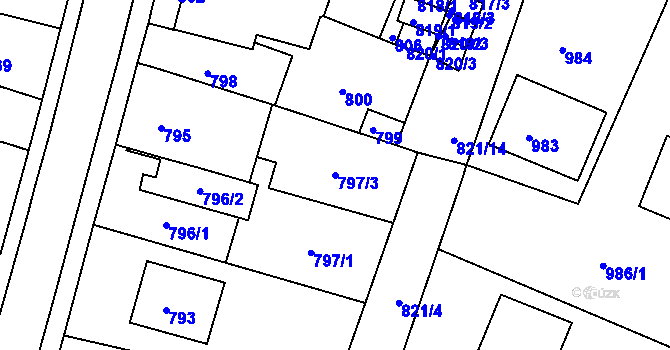 Parcela st. 797/3 v KÚ Černá Hora, Katastrální mapa