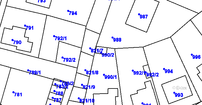 Parcela st. 990/2 v KÚ Černá Hora, Katastrální mapa