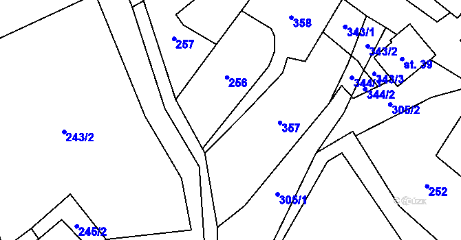 Parcela st. 38 v KÚ Jindřichova Hora, Katastrální mapa