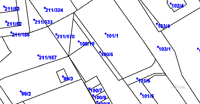 Parcela st. 100/5 v KÚ Černá v Pošumaví, Katastrální mapa