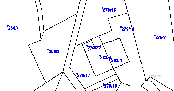 Parcela st. 279/22 v KÚ Černá v Pošumaví, Katastrální mapa