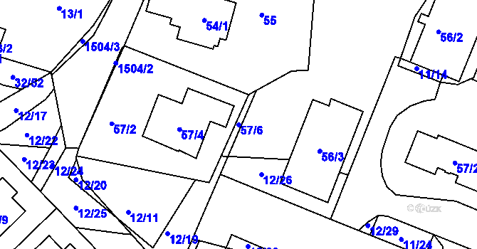 Parcela st. 57/6 v KÚ Černá v Pošumaví, Katastrální mapa