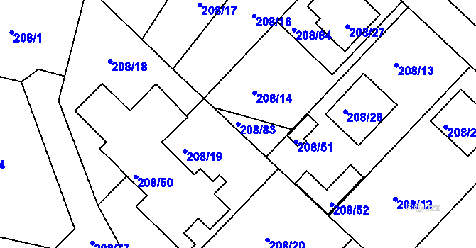 Parcela st. 208/83 v KÚ Černá v Pošumaví, Katastrální mapa