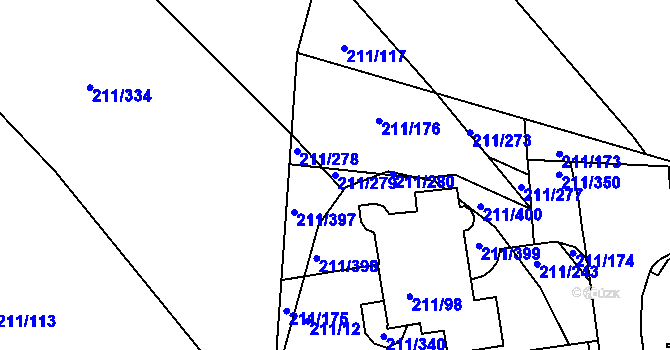 Parcela st. 211/279 v KÚ Černá v Pošumaví, Katastrální mapa