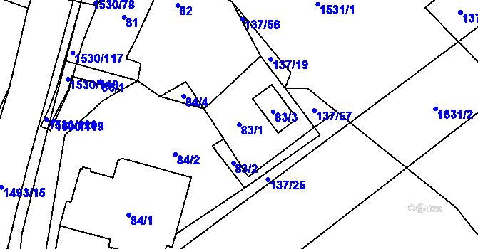 Parcela st. 83/1 v KÚ Černá v Pošumaví, Katastrální mapa