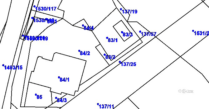 Parcela st. 83/2 v KÚ Černá v Pošumaví, Katastrální mapa