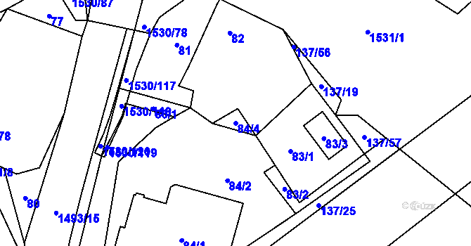 Parcela st. 84/4 v KÚ Černá v Pošumaví, Katastrální mapa
